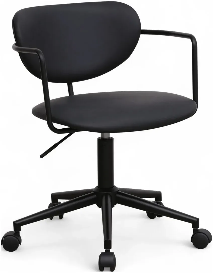 Bürostuhl Odila aus Kunstleder - Drehbar, Höhenverstellbar, Neigbar, Schwarz