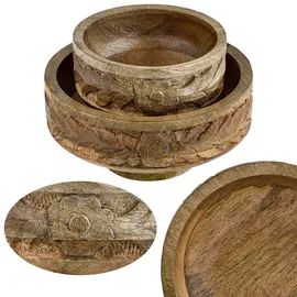 Marrakesch Orient & Mediterran Interior 2er Set Boho Deko Schale Obstschale Holzschale Lulua