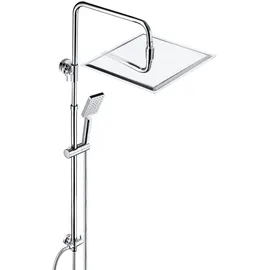 JOHO Duschset ohne Armatur, Chrom Duschstangeset Duschsäuleset, Regendusche Duschsystem Wassersparend mit Duschkopf aus rostfreiem Edelstahl 30x30cm