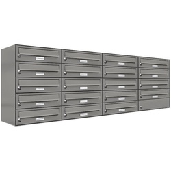 AL Briefkastensysteme Wandbriefkasten 19er Premium Briefkasten Aluminiumgrau RAL 9007 für Außen Wand 4×5 grau