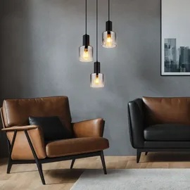 Nowa Hängelampe Pendelleuchte Esszimmerlampe Rauchglas E27 Metall schwarz 3-Flammig