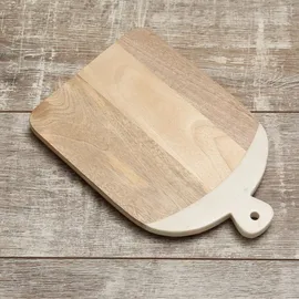 GAUMENKICK Schneidebrett Vesperbrett Mangoholz Marmor braun weiß Servierbrett 30cm