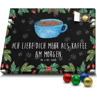 Mr. & Mrs. Panda Schoko Adventskalender Kaffee Tasse - Schwarz - Geschenk, Glücklich, Gute Laune, Schokoladen Adventskalender, Liebe, Tiermotive, ... - Schwarz