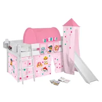 Lilokids Kinderbett Hochbett IDA Classic mit Rutsche, Vorhang, Turm PAW PATROL 200x90cm