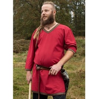 Battle Merchant Wikinger-Kostüm Wikinger Tunika aus Baumwolle, dunkelrot S rot S - S