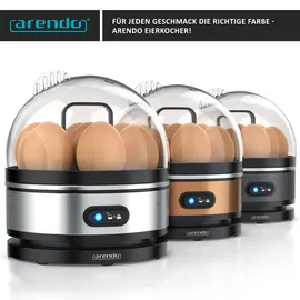Arendo Eierkocher 7-fach, 400 W, Edelstahl, Warmhaltefunktion, Härtegrad einstellbar, für 7 Eier, silbe