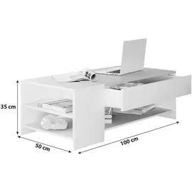 VCM my home Tindus Couchtisch weiß 100,0 x 50,0 x 35,0 cm