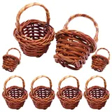 8 Stück Klein Geflochtener Mini Weidenkorb, Lagerung Korb Miniatur, Miniatur Henkelkorb Weidenkorb Mit Henkel, Mini Rattan Korb, Kleiner Wicker Basket Für Landhaus Deko Tischdeko