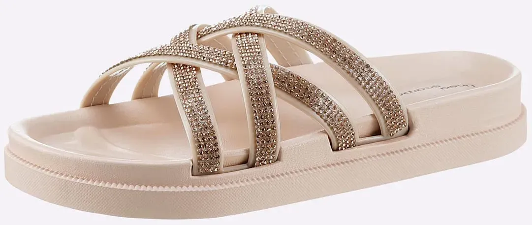 Badepantolette SIEBI`S, Damen, Gr. 40, beige (puder), Synthetik, Schuhe