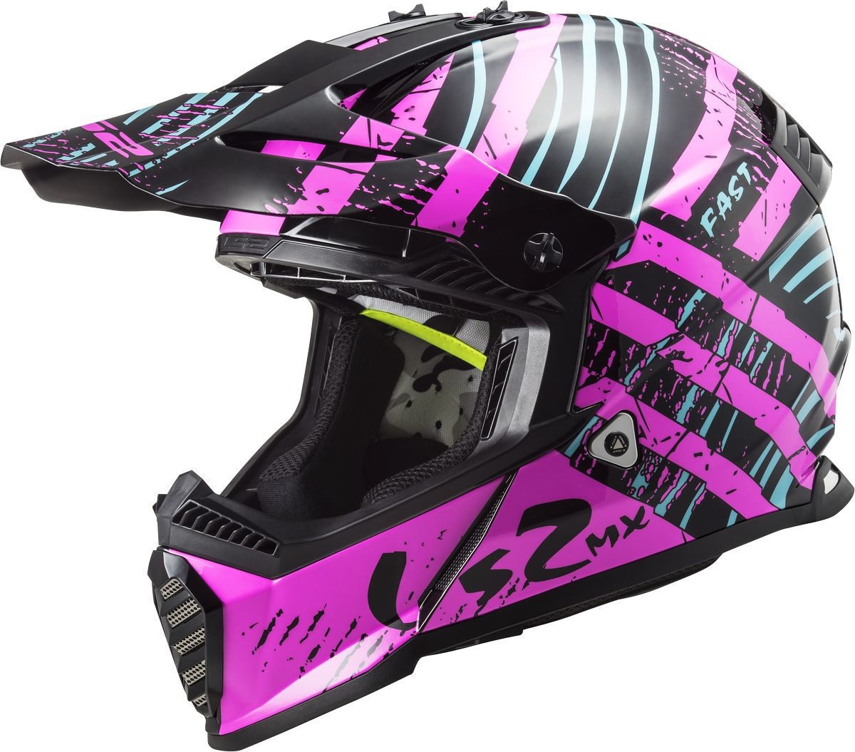 LS2 MX437 Fast Evo Verve Motorcross helm, zwart-pink, 3XL Voorman