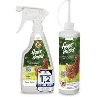 Home Shield Bundle - 500 ml Instant White Easy Milbenspray & 200 g White Powder Stäubeflasche - Anti Milben Mittel Set für Hühner gegen Rote Vogelmilbe im Hühnerstall