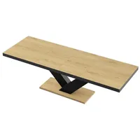 Design Esstisch Tisch HE-999 Eiche Natur - Schwarz Hochglanz ausziehbar 160 bis 256 cm