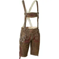 Wiesnkönig Trachtenlederhose Lederhose Fittus braun-marine-rot braun 50