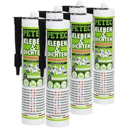 6x Petec Kleben&dichten Montagekleber Schwarz 290 Ml Montage Kleber Dichtstoff: Art.-nr. 94729