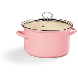 Emaille-Topf mit Deckel 16cm - rosa