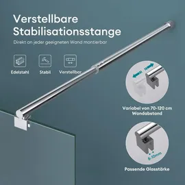 mai & mai Walk-In-Dusche 70 x 200 cm Duschabtrennung ESG-Sicherheitsglas transparent BRAM1 Bremen1K