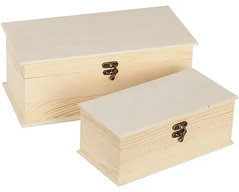 Truhen aus Holz, 32 x 16 x 12,5 cm und 24 x 12 x 10 cm, 2 Stück