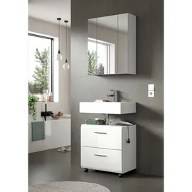 xonox.home Waschbeckenunterschrank Ice 60 x 58 cm Weiß Hochglanz
