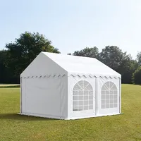 TOOLPORT PRO 4x4m Partyzelt, PVC-Plane, weiß, mit Bodenrahmen -