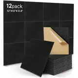 12 Stück Akustik Panel,Akustikplatten Selbstkleben,Schallschutzplatten Akustikpaneele Wand für Tonstudio, Büro,Studio Wanddekoration und Akustische Behandlung, Schwarz(30x30x1cm)