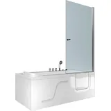 SeniorBad Seniorendusche Badewanne mit Tür 150 x 75 cm (S17D-TH-WP-L-EC)