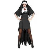 Widmann s.r.l. Hexen-Kostüm Horror Nonne Halloween Kostüm für Damen, Schwarz schwarz S