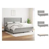 vidaXL Boxspringbett mit Matratze Hellgrau 200x200 cm Stoff