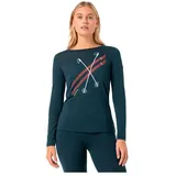 super.natural Kryssede Ski Langarm-t-shirt Blueberry/Fresh White/High Risk Red M