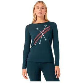 super.natural Kryssede Ski Langarm-t-shirt Blueberry/Fresh White/High Risk Red M