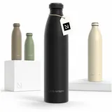 LARS NYSØM Edelstahl Trinkflasche 350ml, 500ml, 750ml, 1L, 1 5 liter | Thermosflasche Kohlensäure geeignet | Auslaufsichere Wasserflasche für Sport, Outdoor, Schule (Carbon Black, 1000ml)