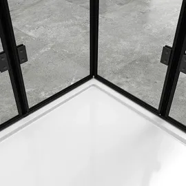 iflair i-flair Duschkabine Belle mit Falttüren, Eckduschkabine aus durchsichtigem Esg Sicherheitsglas in Schwarz - DK63