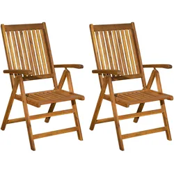 Möbilia Gartensessel mit Armlehnen 2er-Set Akazie natur klappbar - Natur