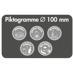 Aufkleber D100mm 5 Symbole