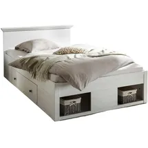 furn.design Bett, Weiß, Holzwerkstoff, Nachbildung,Pinie, Uni, 1 Schubladen, 140x200 cm, Schlafzimmer, Betten