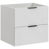 Lomadox Waschbeckenschrank ADELAIDE-56-WHITE Waschtischunterschrank matt weiß gerillt, 2 Auszüge, 60/57/46 cm weiß 60 cm x 57 cm x 46 cm