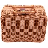 SLDHFE Retro Weidenkoffer Gewebt Weide Aufbewahrungskorb Vintage Rattan Gewebt Aufbewahrungskoffer Handgewebt Seegras Aufbewahrungskorb mit Deckel für Dekoration Picknick Hochzeit (26 x 17 x 11 cm)