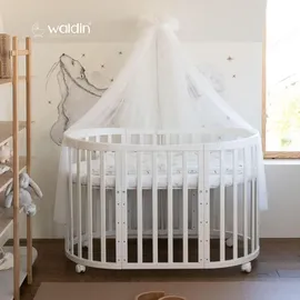 Waldin Babybett OWAL Kinderbett 7in1 mit Matratze, mitwachsendes Kinder-Bett