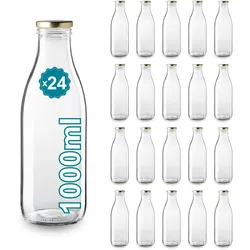 Espírito rebelde 24 leeren Glasflaschen à 1000 ml mit Deckel - Glasflaschen für Saft, Milch, Grillen, Saucen