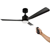 EMKE Deckenventilator mit Beleuchtung und Fernbedienung, LED Deckenventilatoren Leise Celling Fan Lampe mit Ventilator 132 cm Deckenventilator mit Fernbedienung Outdoor Deckenventilator Schwarz