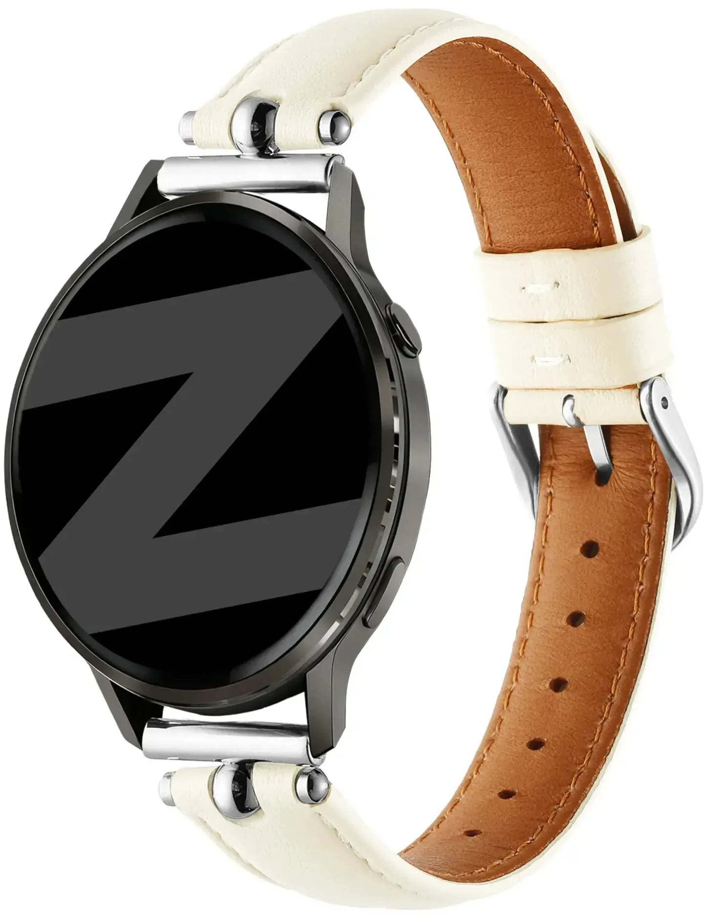 Bandz Actyve Smartwatch 20mm Armband Leder 'Bullet' für Actyve Smartwatch 20mm - Weiß - Schnallenverschluss
