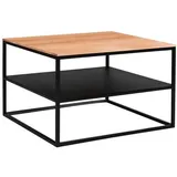 Johann Jakob Couchtisch, Schwarz, Buche, Metall, Kernbuche, massiv, quadratisch, eckig, Flachrohr, 65x41.5x65 cm, Stauraum, offenes Fach, einfacher Aufbau, Wohnzimmer, Wohnzimmertische, Couchtische, Couchtische Metall