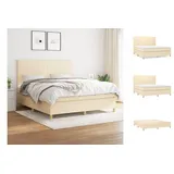 vidaXL Boxspringbett mit Matratze Creme 160x200 cm Stoff