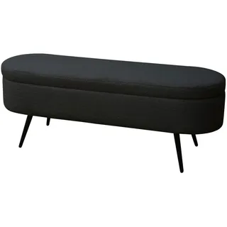 Svita Sitzbank mit Teddystoff Ottomane Sitzhocker mit Stauraum Sitztruhe Polsterbank mit Aufbewahrung Garderobenbank Moderne Sitzbank Schwarz Textil, 118x45x40 cm, Esszimmer, Bänke, Sitzbänke