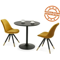 Kadima Design Tisch, Ø80 cm, Minimalistisch, Holz & Metall, Rund, Robust, Schwarz