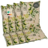 GO-DE Textil Bequeme und attraktive Polsterauflagen für Hochlehner-Gartenstühle (4er-Set, Lemon Sand, Hochlehner)