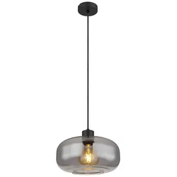 LED Hängelampe, Metall schwarz, Glas rauch, H 120 cm