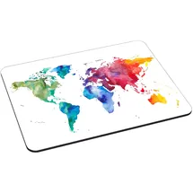 PEDEA Gaming und Office Mauspad - 220 x 180 mm - mit Vernähten Rändern und Rutschfester Unterseite, Color World