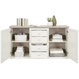 hom'in Sideboard 160 x 89 x 43 cm Grau / Weiß