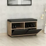 woody fashion Schuhschrank DRAGO 42x80 cm schwarz/Walnuss - Braun/Schwarz