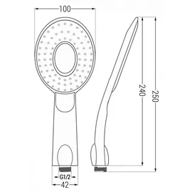 Mexen R-73 1-funktions-duschgriff, Chrom/Weiß - 79573-02